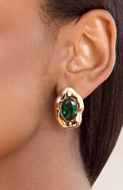 Ettika Molten Glow Crystal Stud Earrings In Gold