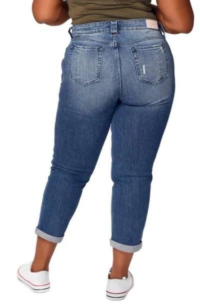 Slink Jeans Mid Rise Crop Boyfriend Jeans In Blue