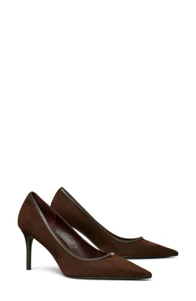Tory Burch Double T Buckle Pumps 80mm Dark Cocoa In Brown