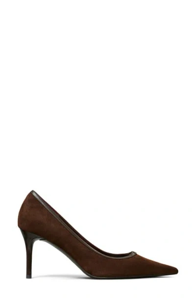 Tory Burch Double T Buckle Pumps 80mm Dark Cocoa In Brown