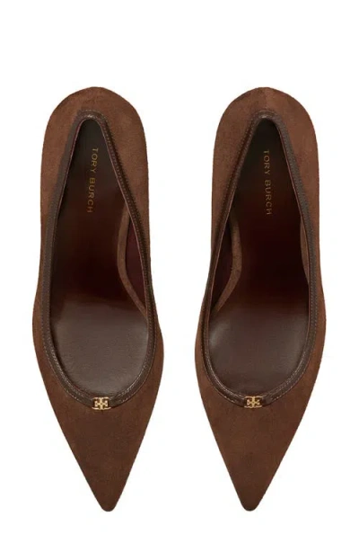 Tory Burch Double T Buckle Pumps 80mm Dark Cocoa In Brown