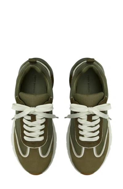 Tory Burch Good Luck Sneakers Contrast Stitching In Green