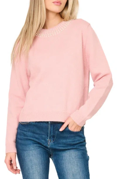Gibsonlook Soirée Imitation Pearl Embellished Sweater In Pink