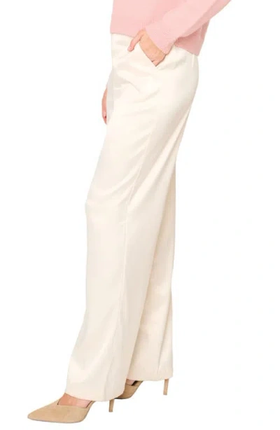 Gibsonlook Lindsey Wide Leg Satin Pants In Neutral