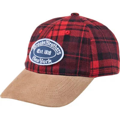Brooks Brothers Lumberjack Plaid Baseball Hat In Red