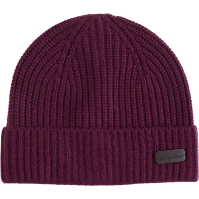 Brooks Brothers Pure Cashmere Rib Cuffed Beanie In Purple