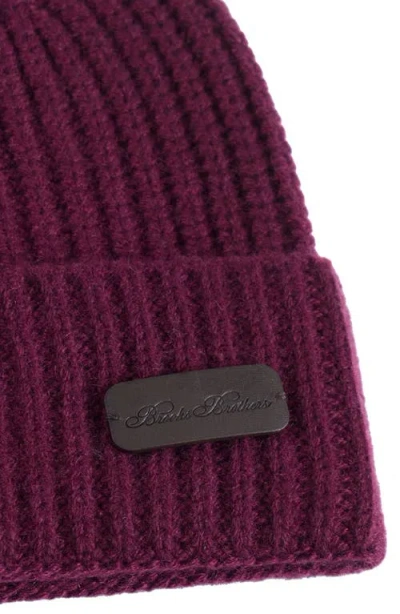 Brooks Brothers Pure Cashmere Rib Cuffed Beanie In Purple