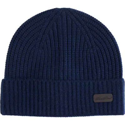 Brooks Brothers Pure Cashmere Rib Cuffed Beanie In Blue