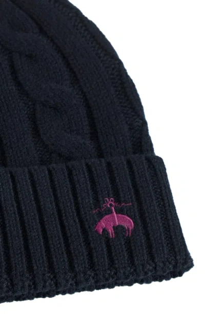 Brooks Brothers Cashmere Blend Classic Cable Hat In Black