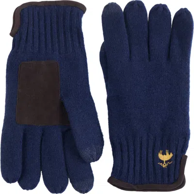 Brooks Brothers Cashmere Blend Suede Trim Gloves In Blue