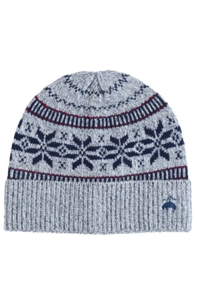 Brooks Brothers Snowflake Fairisle Wool Beanie In Gray