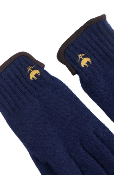 Brooks Brothers Cashmere Blend Suede Trim Gloves In Blue
