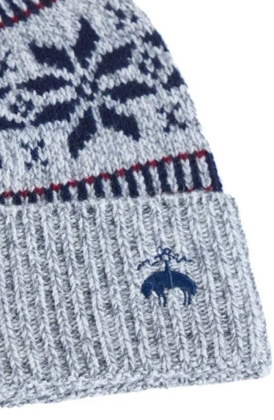 Brooks Brothers Snowflake Fairisle Wool Beanie In Gray