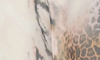 Edikted Letta Animal Print Chiffon & Faux Leather Miniskirt In Multi