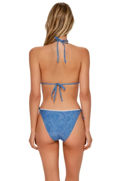 Swim Systems Pom Pom Triangle Bikini Swimsuit Top In Blue
