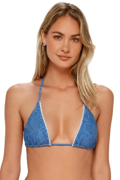 Swim Systems Pom Pom Triangle Bikini Swimsuit Top In Blue