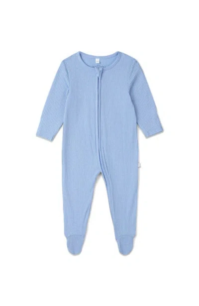 Mori Ribbed Two Way Zip-up Sleepsuit In Blue
