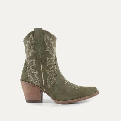 Buck & Brana Brooke Leather Boots In Green