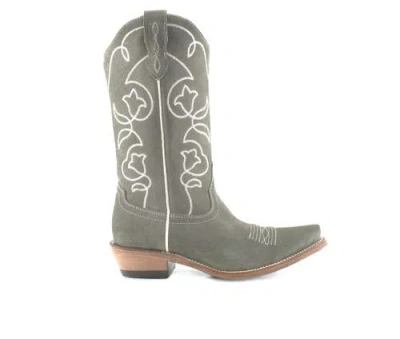 Buck & Brana Christianne Leather Boots In Gray