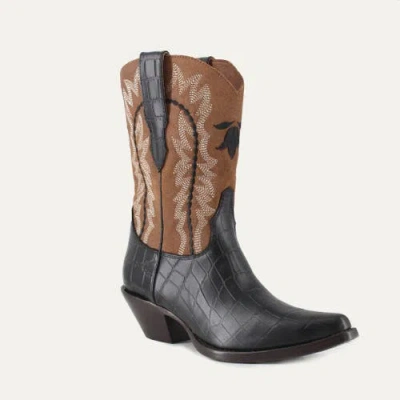 Buck & Brana Bianca Leather Boots In Brown