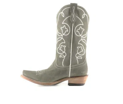 Buck & Brana Christianne Leather Boots In Gray