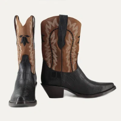 Buck & Brana Bianca Leather Boots In Brown
