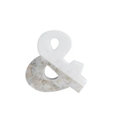 Storied Home Decorative Marble "&" Figurine In White