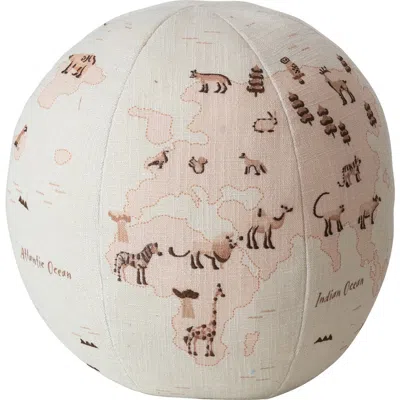 Storied Home Round Fabric Printed Globe Shaped Orb Pillow In White