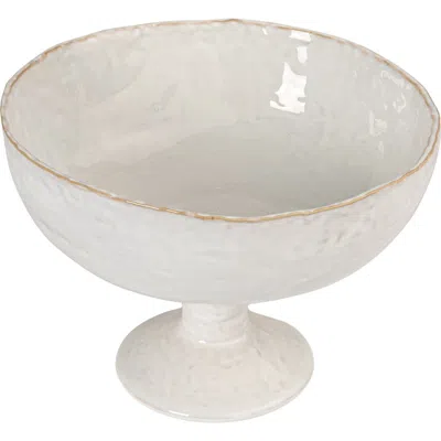 Storied Home Footed Organic Shaped Stoneware Bowl In White