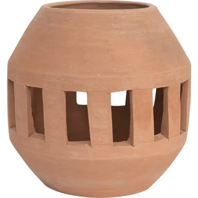 Storied Home Terra-cotta Planter/candle Holder In Brown