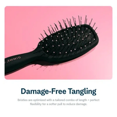 Gimme Beauty Mini Travel Detangler Brush With Anti-static, Heat-resistant & Flexible Nylon Bristle In Black