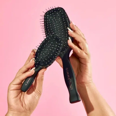 Gimme Beauty Mini Travel Detangler Brush With Anti-static, Heat-resistant & Flexible Nylon Bristle In Black