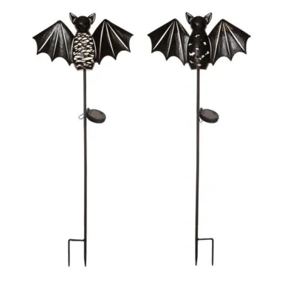 Transpac Metal Bat Yard Stake Set Of Halloween Decorations Outdoor In Black