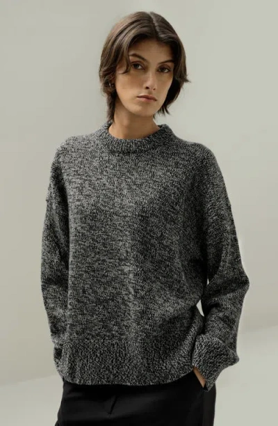 Lilysilk Oversized Crewneck Wool-cashmere Sweater In Gray