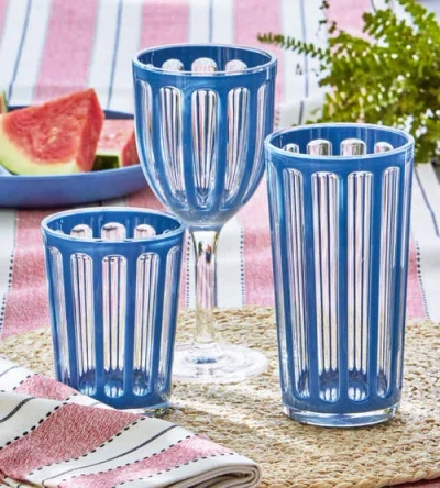 Tag Villa Blue Acrylic Double Old Fashion Drinkware 22 oz Bpa-free In Blue