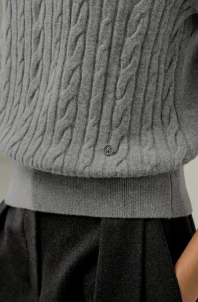 Lilysilk Cable-knit Baby Cashmere Turtleneck Top In Gray