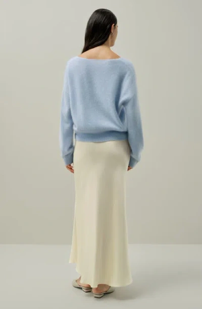 Lilysilk Brushed V-neck Cashmere Sweater In Blue