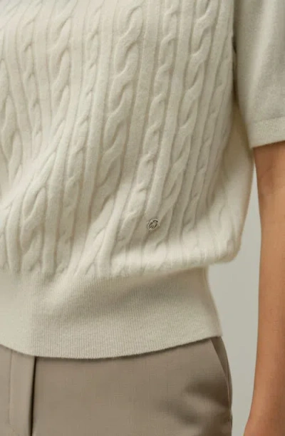 Lilysilk Cable-knit Baby Cashmere Turtleneck Top In Neutral