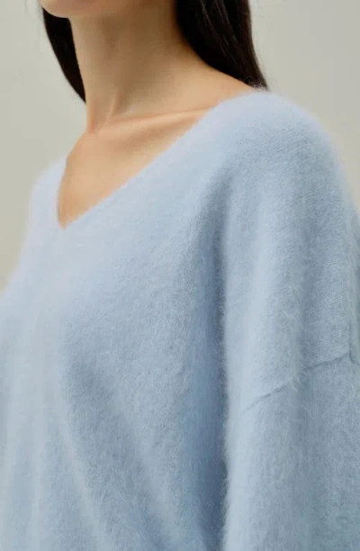 Lilysilk Brushed V-neck Cashmere Sweater In Blue