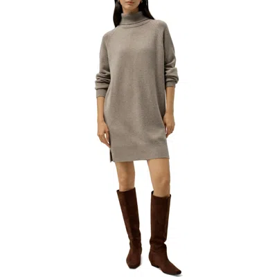 Lilysilk Wool-cashmere Turtleneck Sweater Dress In Brown