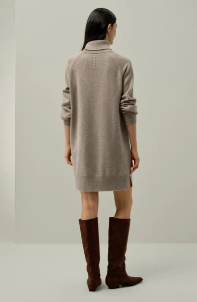 Lilysilk Wool-cashmere Turtleneck Sweater Dress In Brown