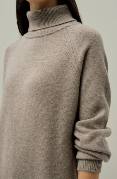 Lilysilk Wool-cashmere Turtleneck Sweater Dress In Brown