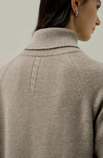 Lilysilk Wool-cashmere Turtleneck Sweater Dress In Brown