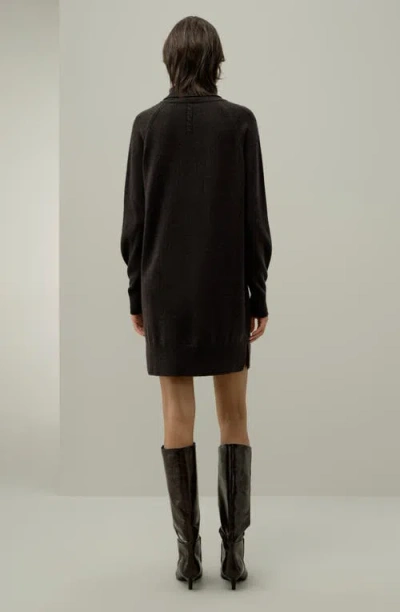 Lilysilk Wool-cashmere Turtleneck Sweater Dress In Black