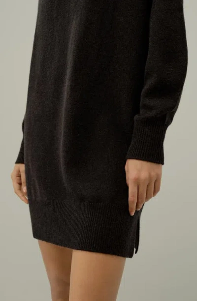 Lilysilk Wool-cashmere Turtleneck Sweater Dress In Black