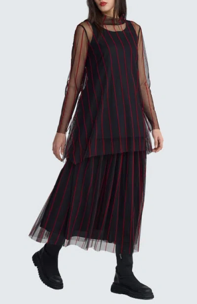 Luukaa Noelle Striped Mesh Layered Blouse In Multi