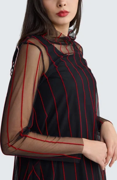 Luukaa Noelle Striped Mesh Layered Blouse In Multi