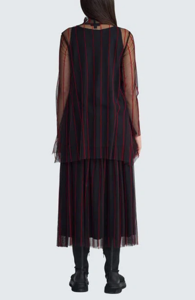 Luukaa Noelle Striped Mesh Layered Blouse In Multi