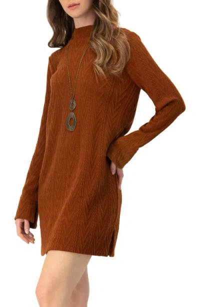 Ivonne Knitted Short Dress With Necklace In Brown