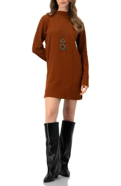 Ivonne Knitted Short Dress With Necklace In Brown